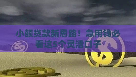 小额贷款新思路！急用钱必看这5个灵活口子
