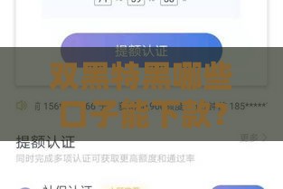 双黑特黑哪些口子能下款？真实经验分享别错过