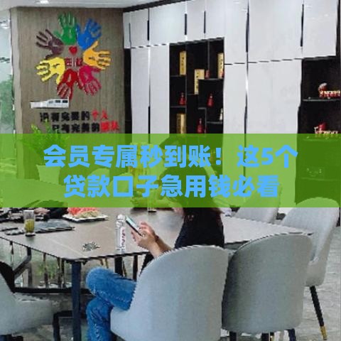 会员专属秒到账！这5个贷款口子急用钱必看