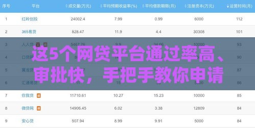 这5个网贷平台通过率高、审批快，手把手教你申请技巧