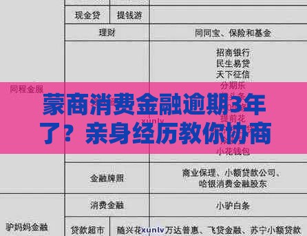 蒙商消费金融逾期3年了？亲身经历教你协商秘诀！