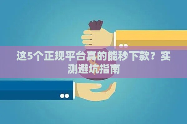 这5个正规平台真的能秒下款？实测避坑指南