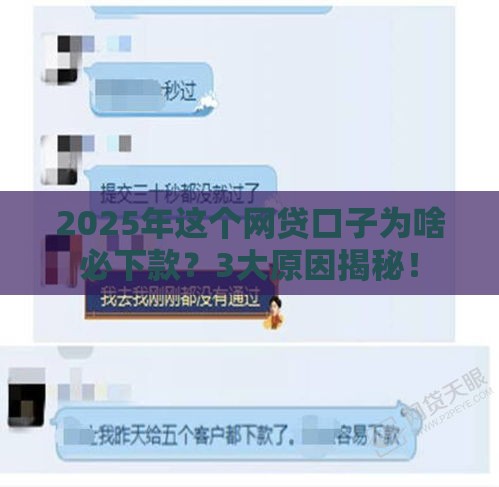 2025年这个网贷口子为啥必下款？3大原因揭秘！