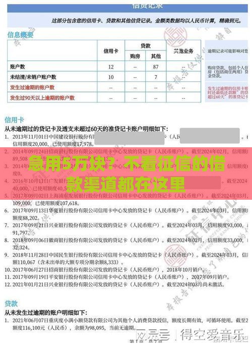 急用5万块？不看征信的借款渠道都在这里