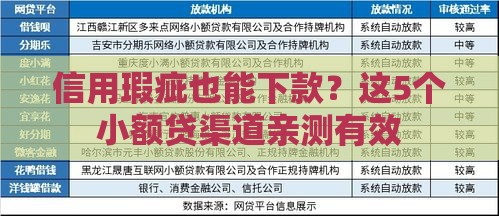 信用瑕疵也能下款？这5个小额贷渠道亲测有效