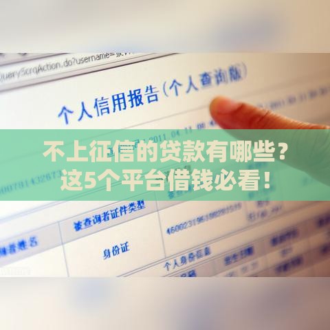 不上征信的贷款有哪些？这5个平台借钱必看！