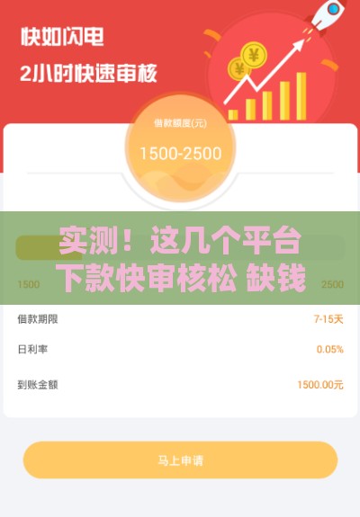 实测！这几个平台下款快审核松 缺钱时亲测有效