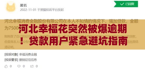 河北幸福花突然被爆逾期！贷款用户紧急避坑指南