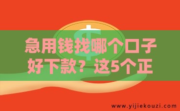 急用钱找哪个口子好下款？这5个正规平台审批快利率低！