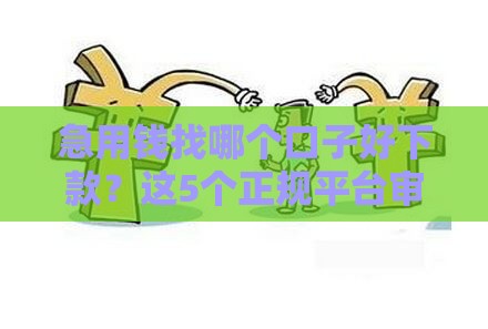 急用钱找哪个口子好下款？这5个正规平台审批快利率低！