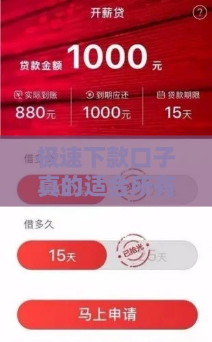 极速下款口子真的适合所有人用吗？这几点必须搞懂！