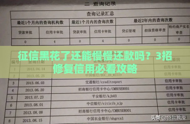 征信黑花了还能慢慢还款吗？3招修复信用必看攻略
