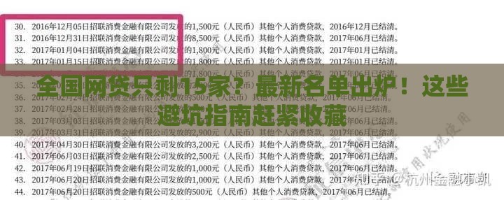 全国网贷只剩15家？最新名单出炉！这些避坑指南赶紧收藏