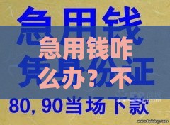 急用钱咋么办？不看征信的贷款攻略 这几种方式或许能救急！