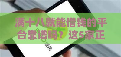 满十八就能借钱的平台靠谱吗？这5家正规渠道速看！
