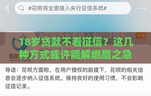 18岁贷款不看征信？这几种方式或许能解燃眉之急