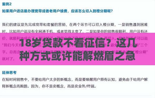 18岁贷款不看征信？这几种方式或许能解燃眉之急
