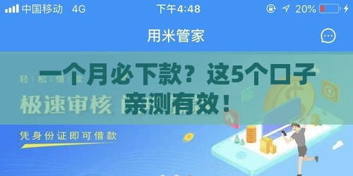 一个月必下款？这5个口子亲测有效！