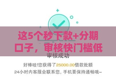 这5个秒下款+分期口子，审核快门槛低