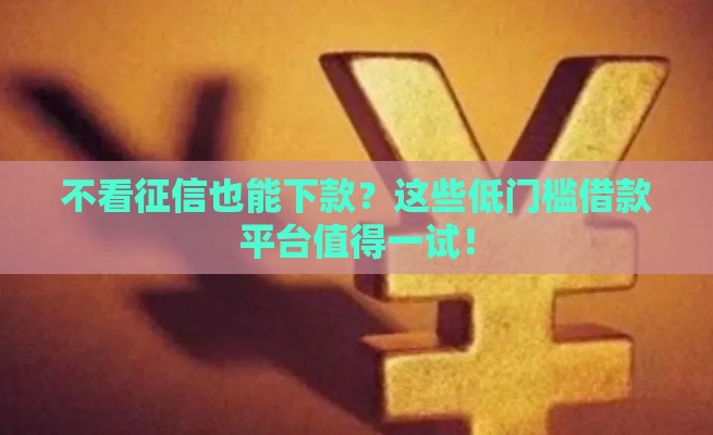 不看征信也能下款？这些低门槛借款平台值得一试！