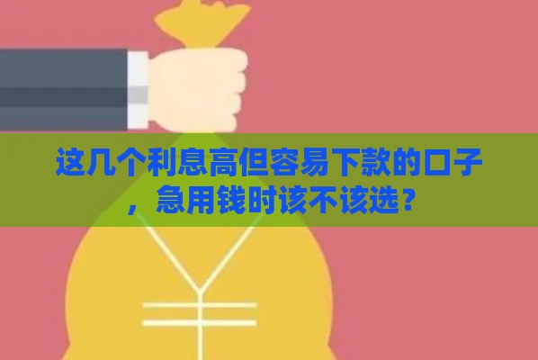 这几个利息高但容易下款的口子，急用钱时该不该选？