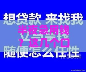 半夜急用钱？这几个口子下款快、门槛低！
