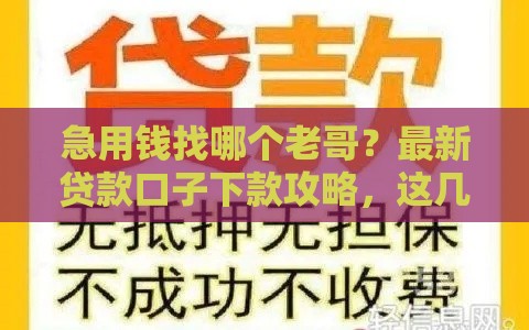 急用钱找哪个老哥？最新贷款口子下款攻略，这几招亲测靠谱