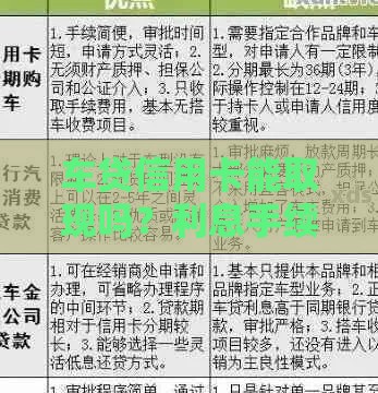 车贷信用卡能取现吗？利息手续费全解析，这些坑千万别踩！