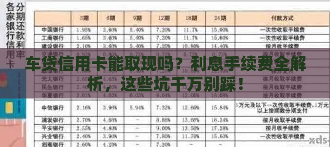 车贷信用卡能取现吗？利息手续费全解析，这些坑千万别踩！