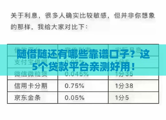 随借随还有哪些靠谱口子？这5个贷款平台亲测好用！