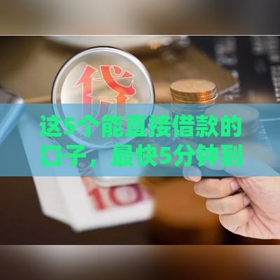 这5个能直接借款的口子，最快5分钟到账