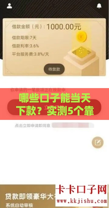 哪些口子能当天下款？实测5个靠谱平台