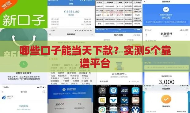 哪些口子能当天下款？实测5个靠谱平台