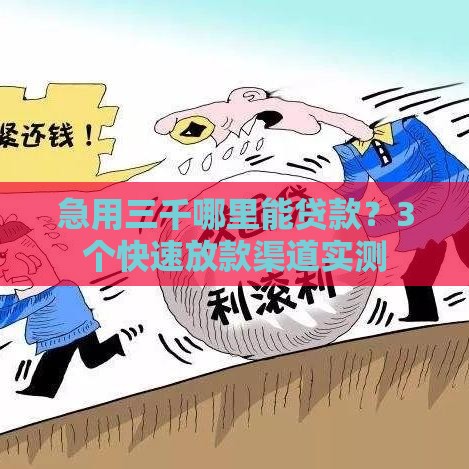急用三千哪里能贷款？3个快速放款渠道实测