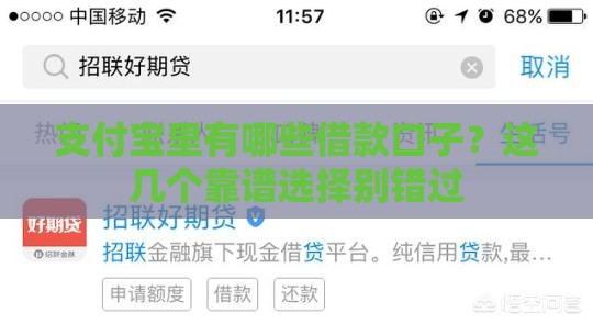 支付宝里有哪些借款口子？这几个靠谱选择别错过