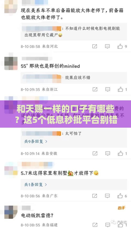 和天赐一样的口子有哪些？这5个低息秒批平台别错过！