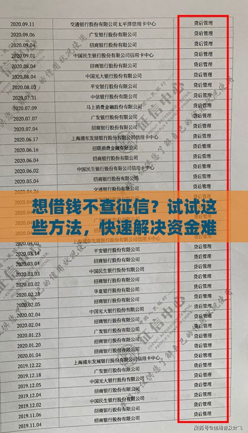 想借钱不查征信？试试这些方法，快速解决资金难题