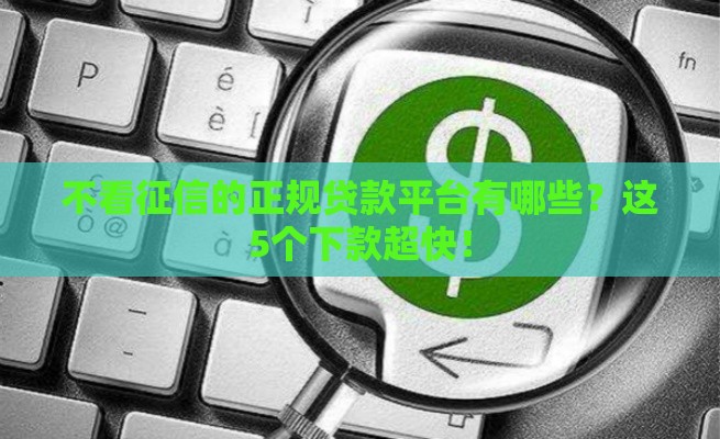 不看征信的正规贷款平台有哪些？这5个下款超快！
