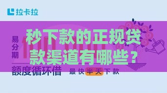 秒下款的正规贷款渠道有哪些？这5类最靠谱