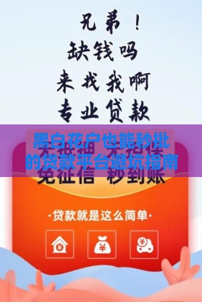黑白花户也能秒批的贷款平台避坑指南