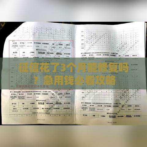征信花了3个月能修复吗？急用钱必看攻略
