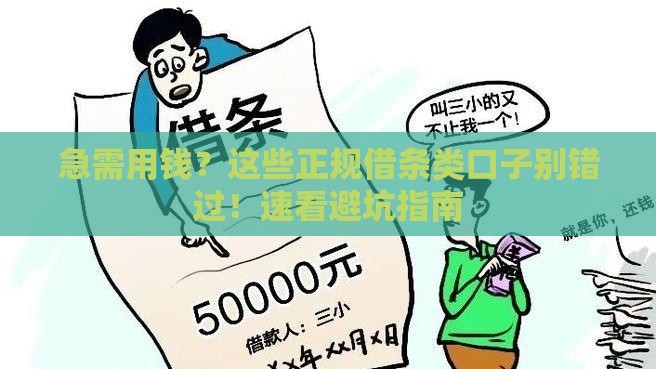 急需用钱？这些正规借条类口子别错过！速看避坑指南
