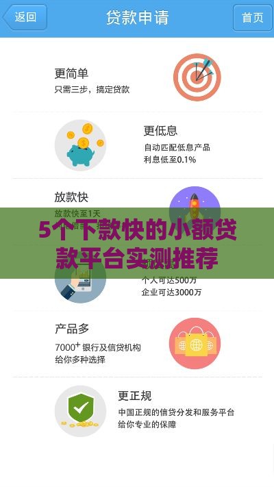 5个下款快的小额贷款平台实测推荐