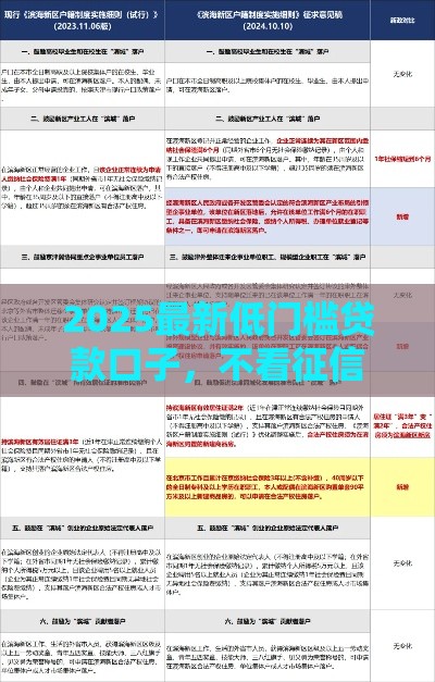 2025最新低门槛贷款口子，不看征信也能下款？