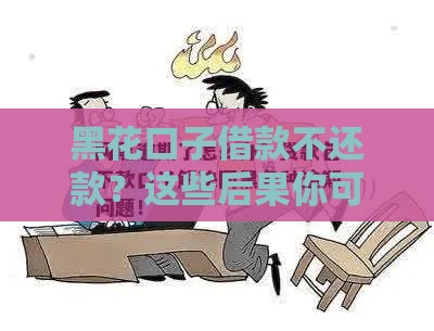 黑花口子借款不还款？这些后果你可能想不到！