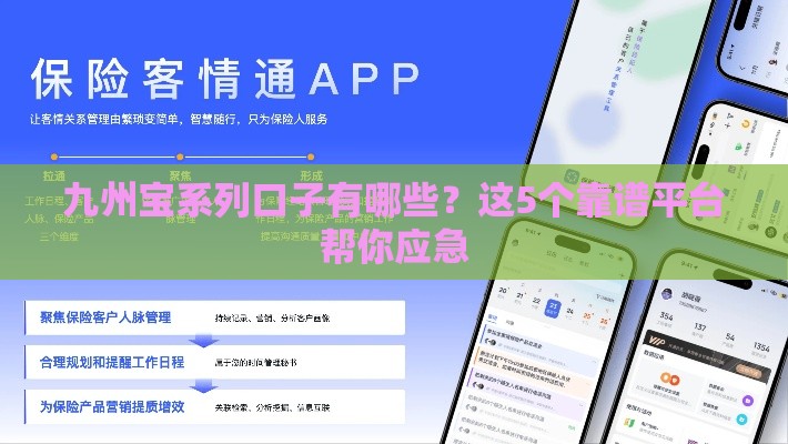 九州宝系列口子有哪些？这5个靠谱平台帮你应急