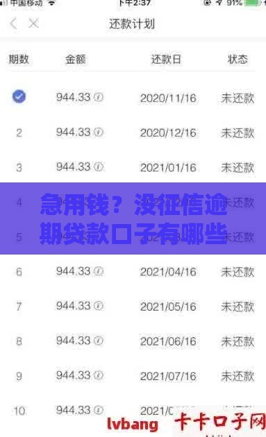 急用钱？没征信逾期贷款口子有哪些？试试这些靠谱渠道