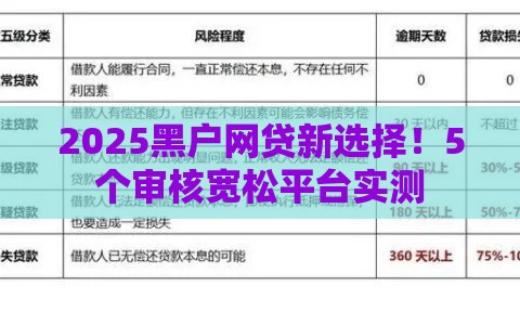 2025黑户网贷新选择！5个审核宽松平台实测