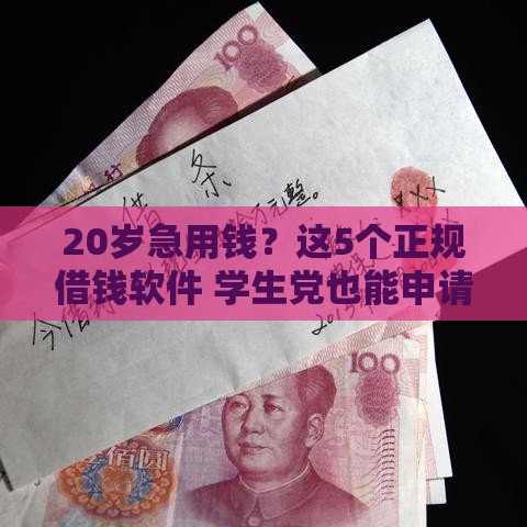 20岁急用钱？这5个正规借钱软件 学生党也能申请
