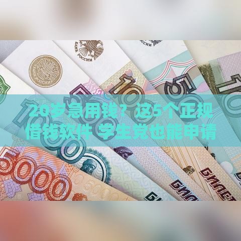 20岁急用钱？这5个正规借钱软件 学生党也能申请